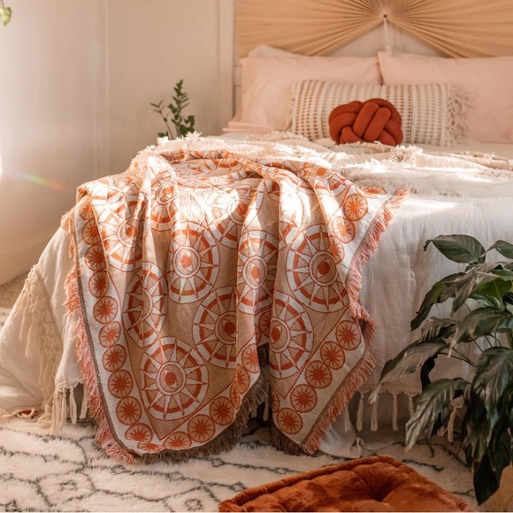 The Nazar Woven Blanket in Peach